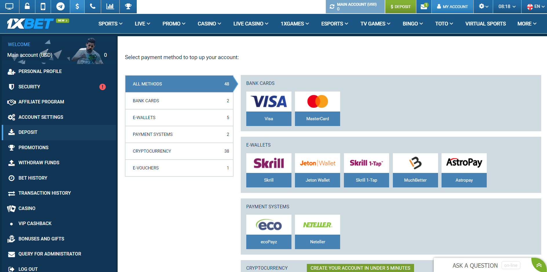 Deposits and withdrawals Deposits and withdrawals