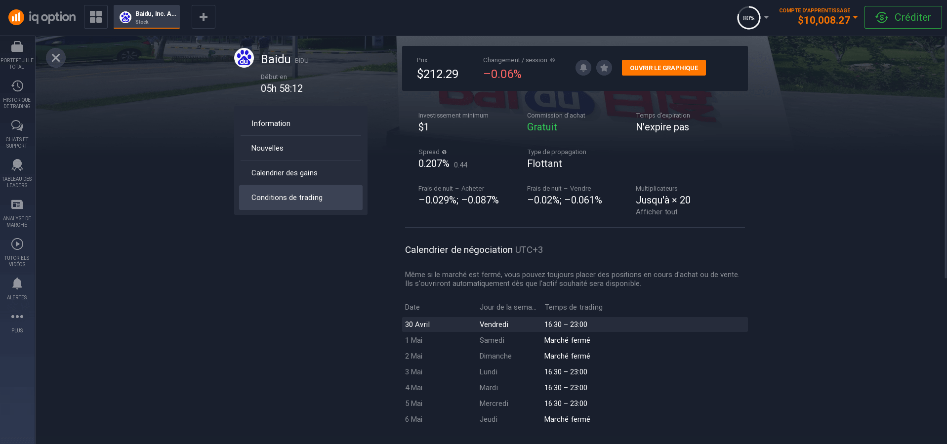 Conditions commerciales. Investir dans des actions Baidu Conditions commerciales. Investir dans des actions Baidu